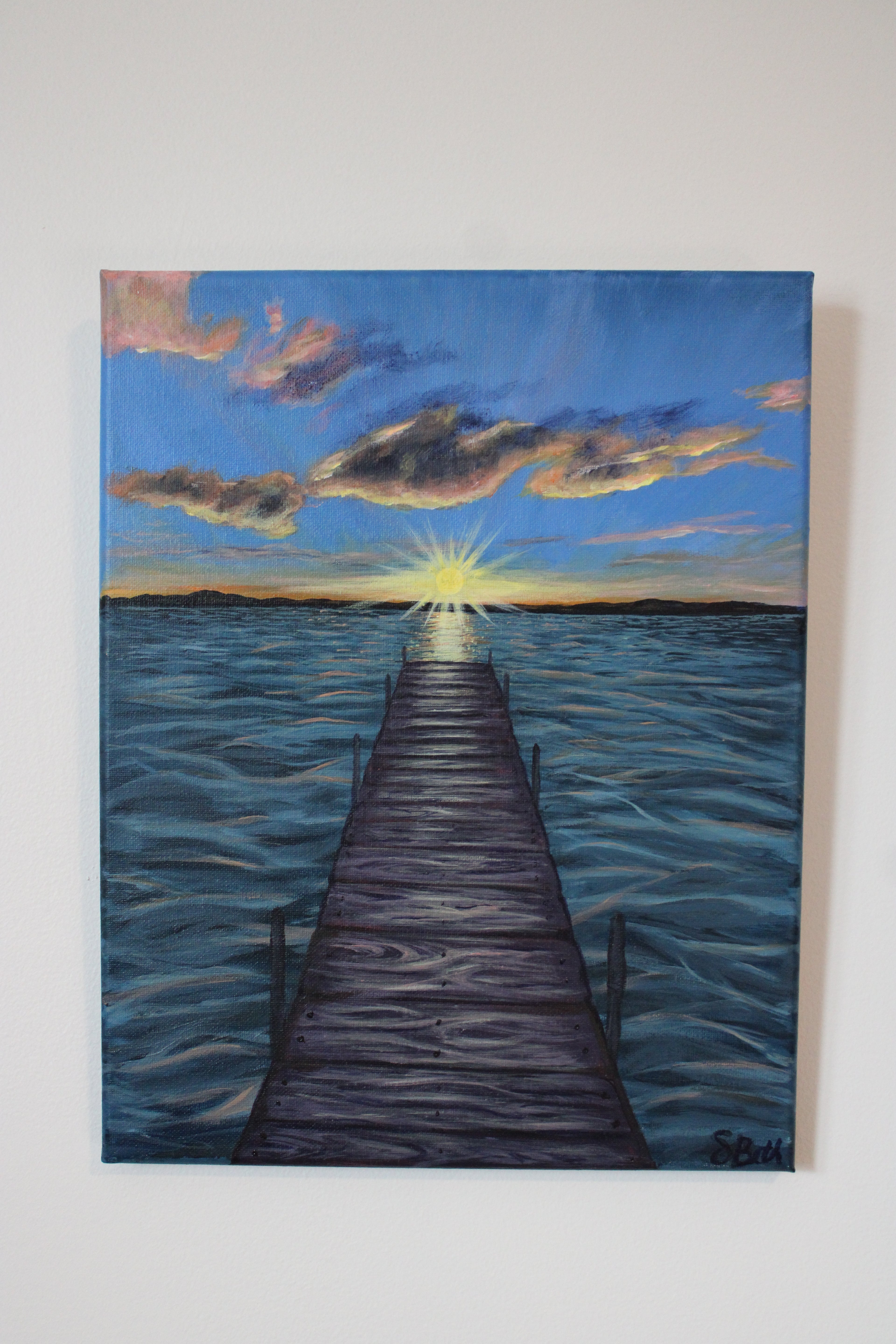 Docking at Sunset- Original acrylic painting 11x14